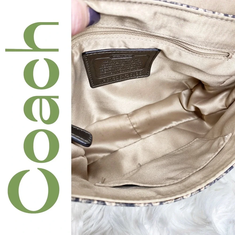 Coach Snakeskin Print Canvas Metallic Leather Shoulder Crossbody Satchel‎ Gray